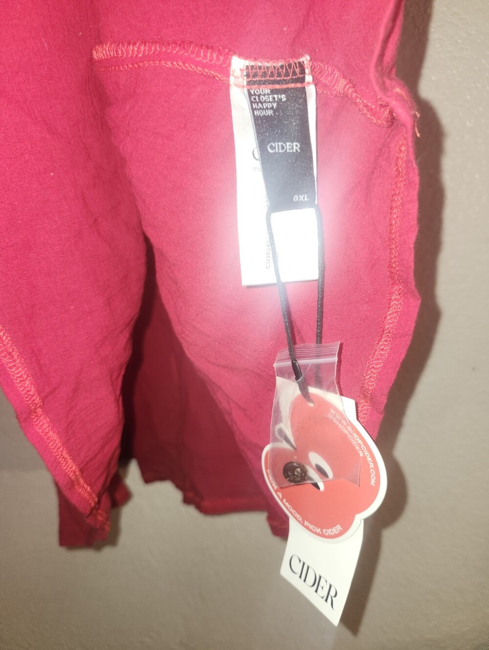 NWT Cider🍎 "Square Neckline Smocked Babydoll Tank Top" Red❤️ 💯% Cotton🙌🏻 MED - Picture 7 of 10